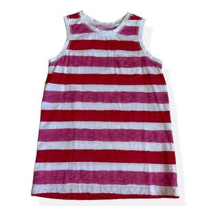 Primary Kids Pink Red Striped Cotton Tank Top Girls 8-9
